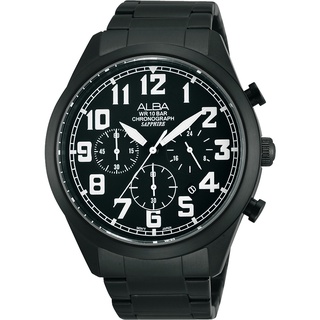 ALBA 街頭玩酷時尚三眼計時腕錶(AT3591X1)-IP黑/44mm