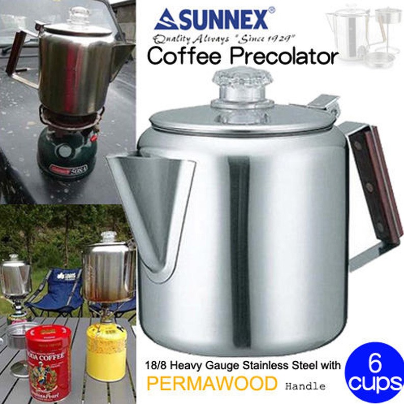 【大山野營-露營趣】CAMP LAND SUNNEX RV-ST270-6 六杯份不鏽鋼美式咖啡煮壺 (滴煮式) 咖啡壺