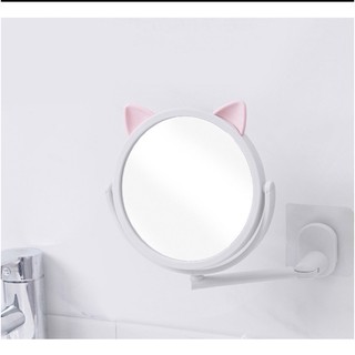 可愛壁掛白色貓耳化妝鏡