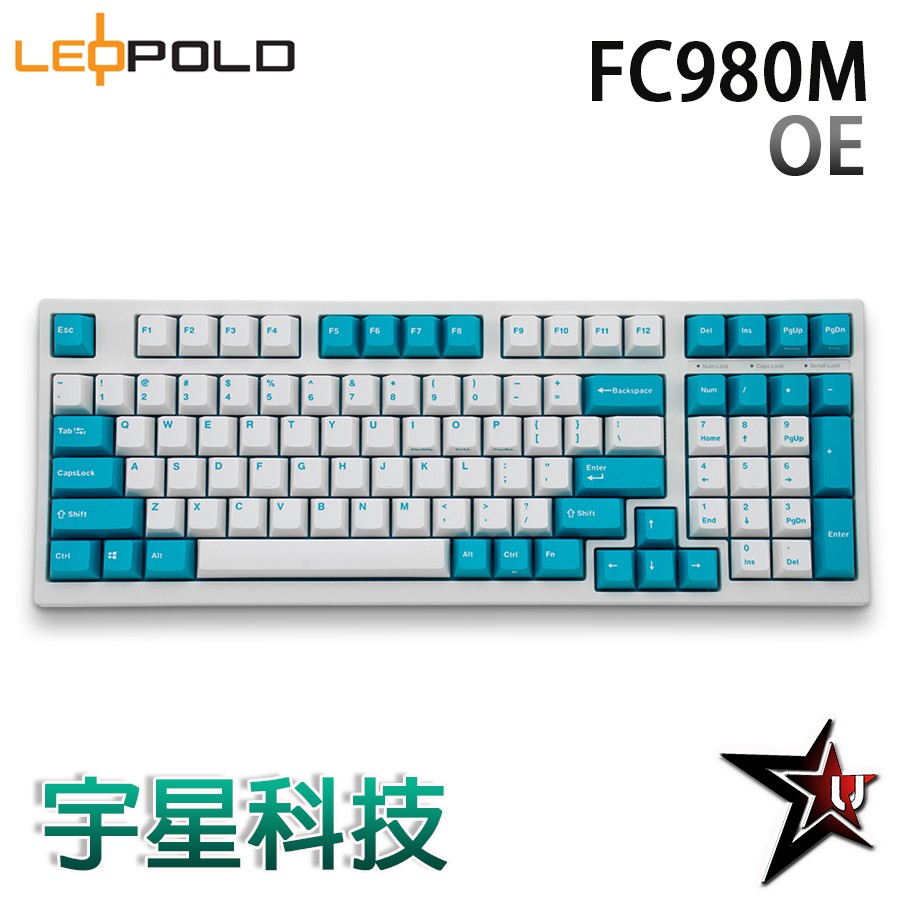 Leopold FC980M OE Summer 薄荷藍 PBT二色成型鍵帽98鍵 機械鍵盤