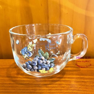 (永美小舖) 比得兔葡萄玻璃湯杯 500ml 彼得兔 Peter Rabbit 玻璃湯碗 單耳湯杯 早餐杯 沙拉碗
