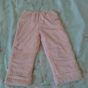 女童鋪棉保暖粉紅色長褲