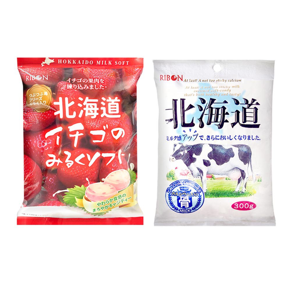 【蝦皮特選】RIBON立夢 北海道超軟牛奶糖/草莓牛奶糖(300g)