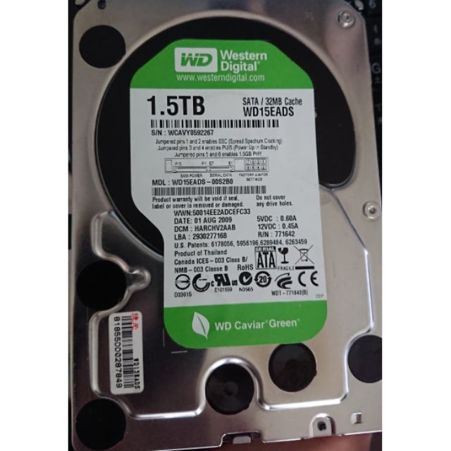 WD 綠標 1.5TB 硬碟 功能正常