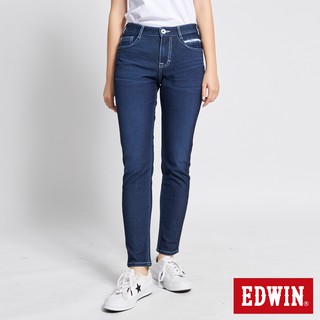 EDWIN 女款 JERSEYS EJ2冰河玉錐形長褲(酵洗藍)