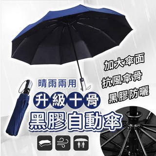 遮陽傘 黑膠傘 十骨自動傘 自動摺疊傘 10骨自動傘摺疊傘 自動傘 雨傘 摺疊傘 加大傘面 雙人傘 傘