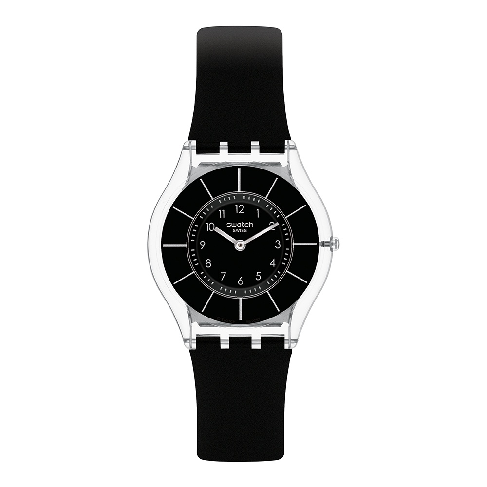 【SWATCH】SKIN超薄 手錶BLACK CLASSINESS AGAIN黑色優雅34mm 瑞士錶 SS08K103