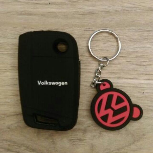 福斯 VW GOLF TIGUAN  鑰匙套 鑰匙包 含VW鑰匙圈 紅、白隨機