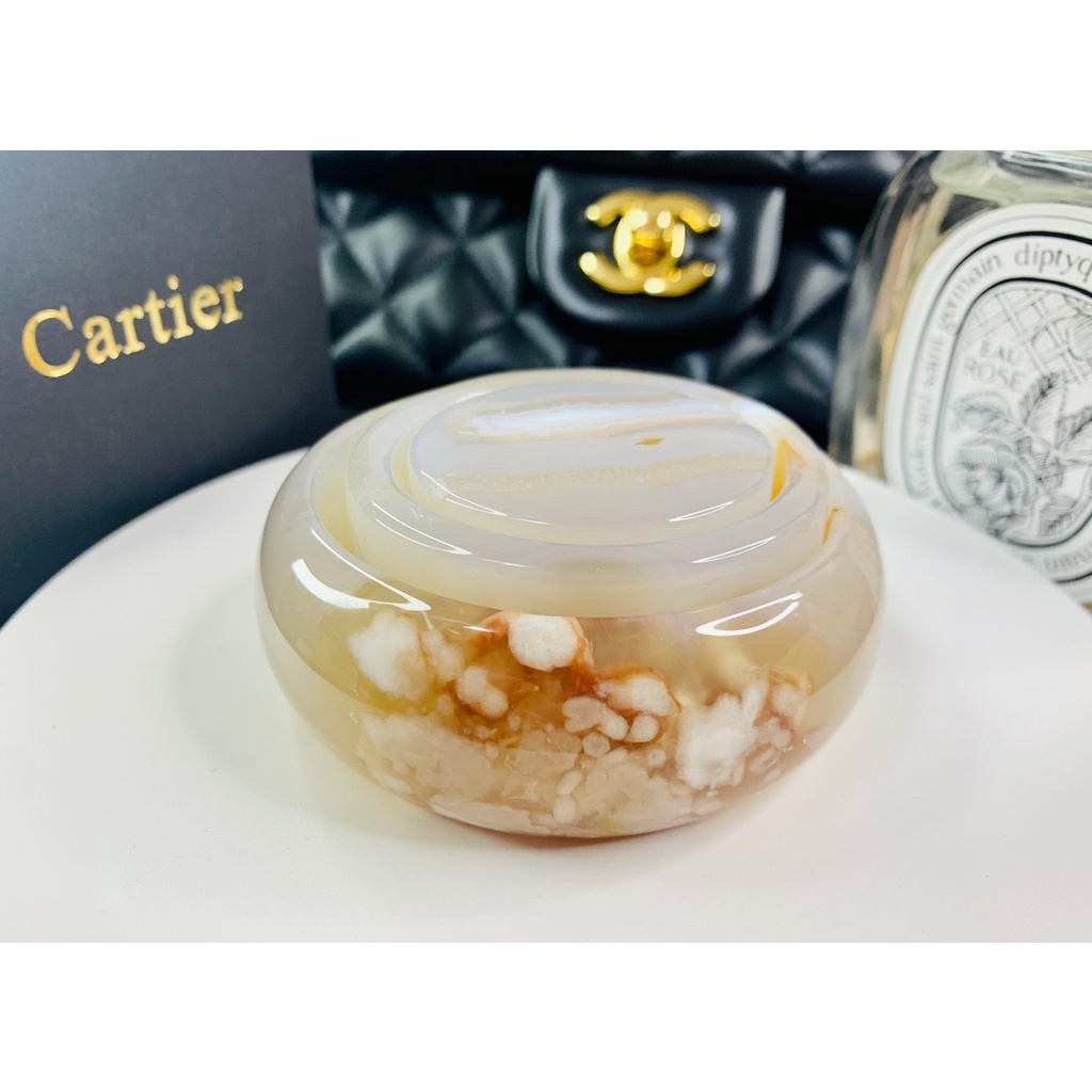 ღCartier Weiwei卡蒂亞薇薇ღ冰潤牛血紅蜜桃粉花花極美天然櫻花瑪瑙61圈口三件套鐲ღ貴人財運桃花愛情好人緣ღ