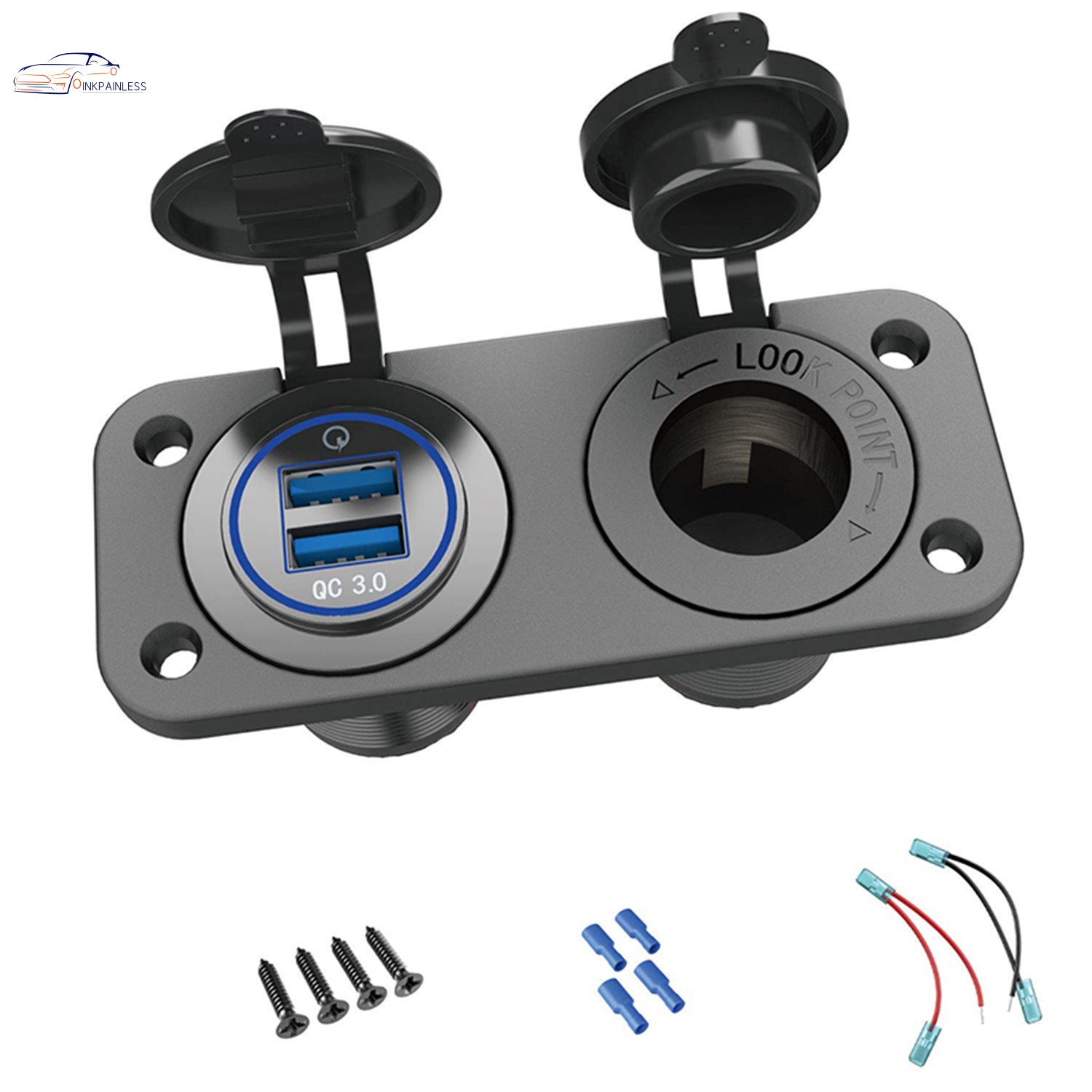 Qc 3 0 Usb電源插座汽車12v 24v 快速充電3 0汽車充電器插座插座防水 用於摩托車船上卡車的大篷車面板 蝦皮 Line購物