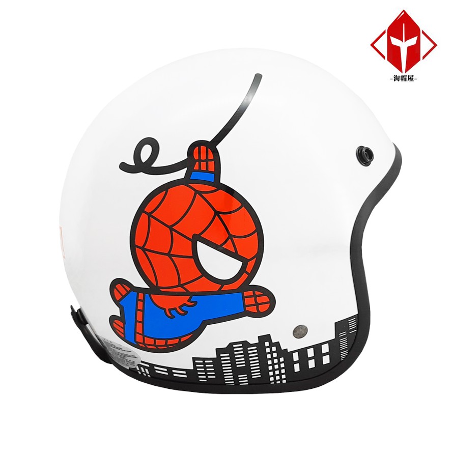 EVO 安全帽 CA-309 復古帽 N 蜘蛛人 白色 半拆洗 半罩 卡通圖案 正版授權