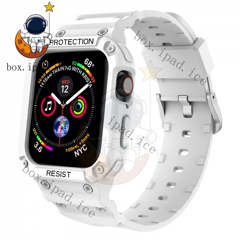 ☃適用iwatch7代錶帶apple watch6/SE/5液態硅膠一體蘋果S7手錶帶保護殻3/4代40mm44全包錶殻