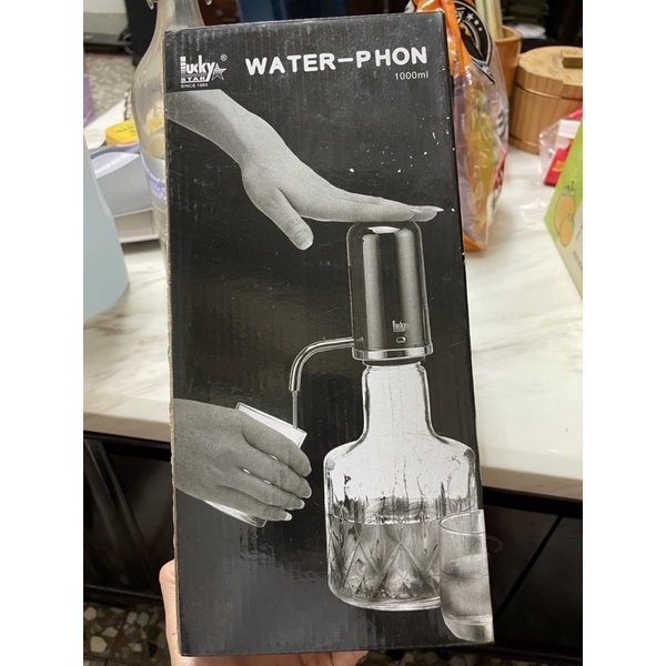 【全新現貨】WATER-PHON 玻璃壓水壺 1000cc 氣壓式冷水壺,按壓瓶，果汁瓶，醬汁瓶