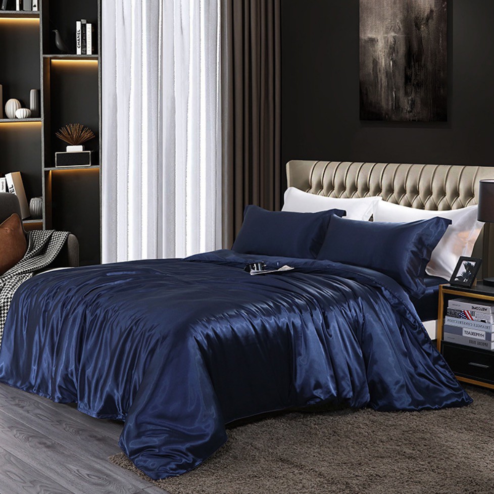 Arvo Home 現貨絲滑緞面床包被套4件組冷調混搭風好眠寢具細柔舒適透氣極簡素色床組夏季冰絲裸睡床