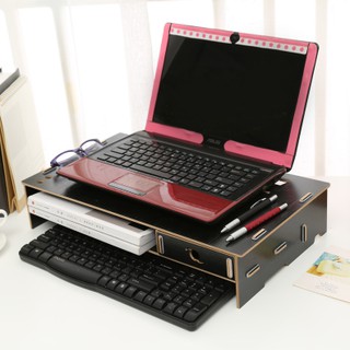 筆記型電腦 增高架 收納架 筆電放置層架 自組木板-黑色