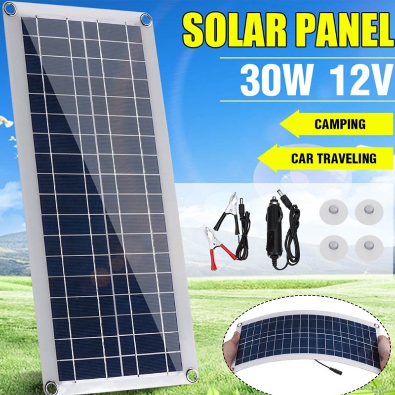 適合手機類的5v DC供電使用30W太陽能充電板 5V 18V雙輸出 可擕式輕薄太陽能板柔性太陽能板太陽能充電器