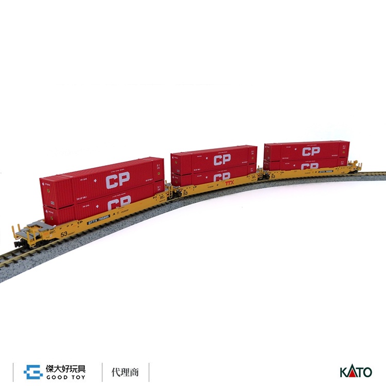 KATO 106-6184 MAXI-IV (3輛) TTX新標幟 附CP貨櫃(6入)