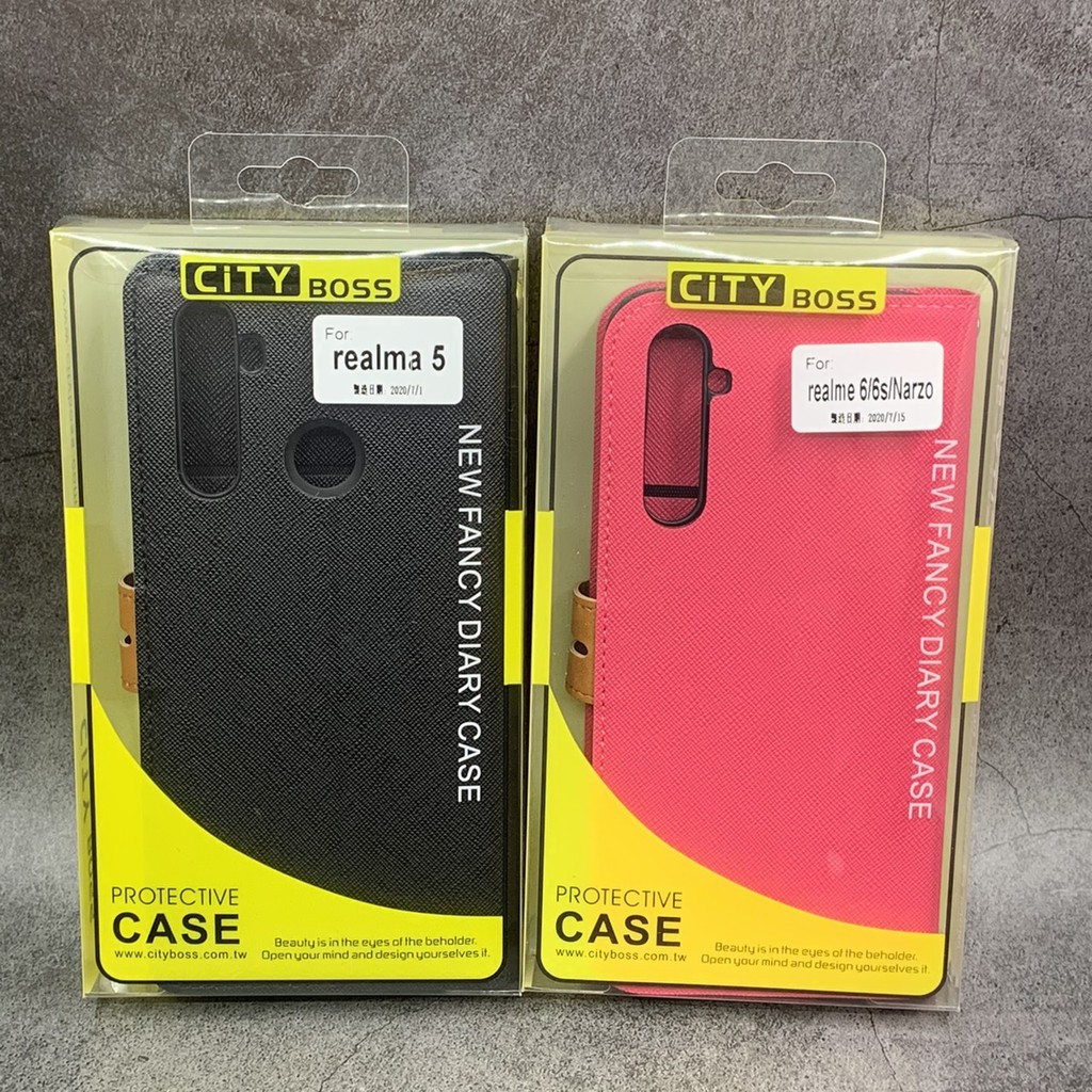 City boss Realme Realme 5 6 C3 5T 6I 5S 手機保護套 側掀皮套 保護套 可放卡片
