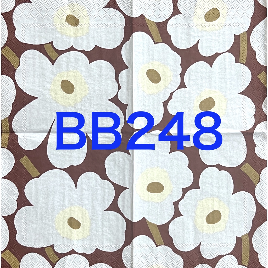 波弟彩繪拼貼/蝶谷巴特餐巾紙/BB248/北歐Marimekko紫色底白色大花