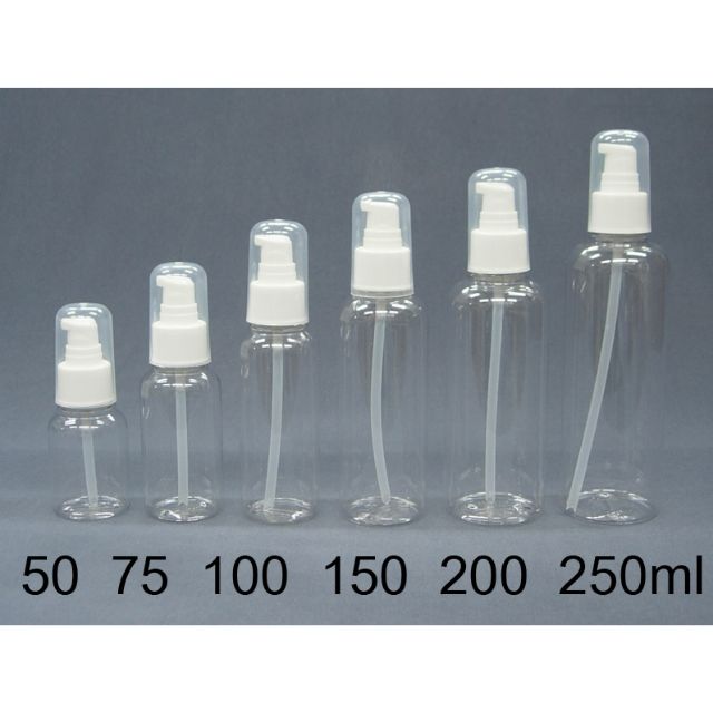 透明塑膠瓶身附PP蓋壓瓶（商品100%台灣製造）出國分裝用，乳液，精華液