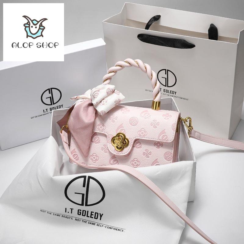 💖ALOP SHOP💖 香港IT GDLEDY包包2021新款夏壓花粉色小方包手提斜挎小包女