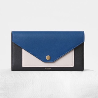 Celine 小牛皮 pocket 多功能三摺包 信封 手拿包 皮夾