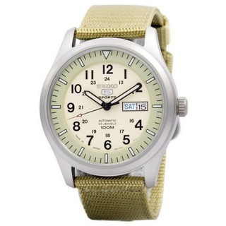 SEIKO WATCH 精工全日本製軍用第三代米色帆布帶自動機械腕錶 型號：SNZG07J1