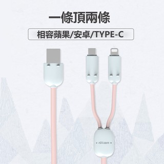 蘋果/TYPEC雙頭充電線 可愛呆耳充電線 TYPE-C快充線 蘋果充電線 雙頭充電線 TYPE-C充電線 雙用充電線