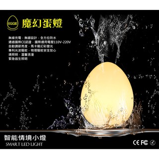 【現貨】日本直送 LED造型氣氛燈 魔幻蛋燈 小夜燈 床頭燈 情境燈 智慧感應 無線充電 CE國際認證 艾樂屋