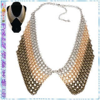 ☆POLLY媽☆歐美進口collar Necklace金銀銅鏈條領片形頸鍊