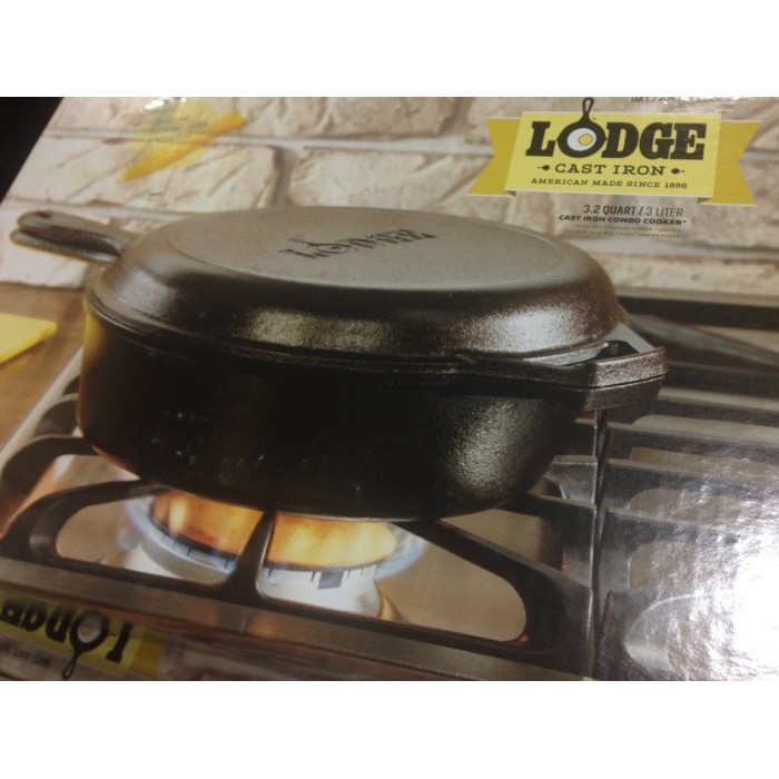 美國Lodge單柄鑄鐵鍋多用途煎鍋三件組 2.8L