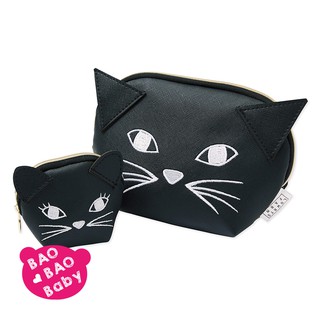 🍓寶貝日雜包🍓日本LOWRYS FARM貓咪皮革化妝包兩件組 黑貓零錢包 小物包 鑰匙包 口紅包 耳機包 收納包