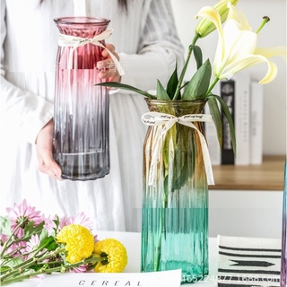 【巨路生活】彩色玻璃花瓶 高腳花瓶30cm 花器 裝飾水培插花 富貴竹花器