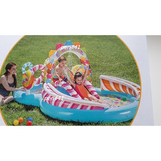 玩樂生活 美國INTEX 57149 糖果溜滑梯充氣兒童戲水池 兒童球池 幼兒夏天玩水池(免費維修 瑕疵更換新品)