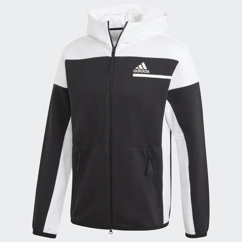 ADIDAS Z.N.E. Full-Zip Hoodie 男裝 外套 寬型 連帽 口袋 黑白【運動世界】GM6533