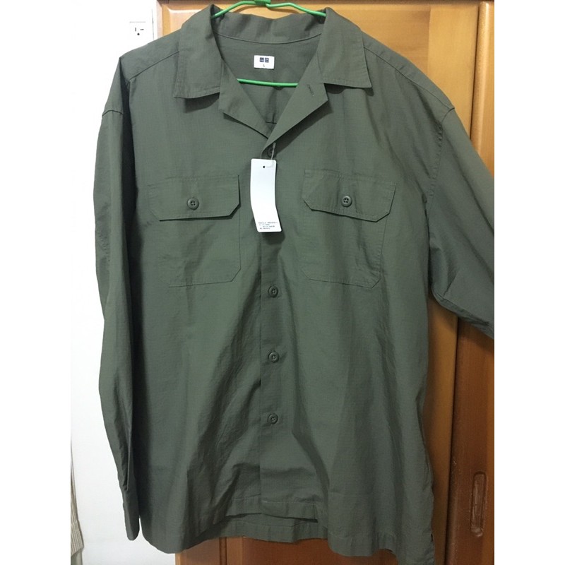 UNIQLO 寬版工裝襯衫 長袖  #軍綠襯衫