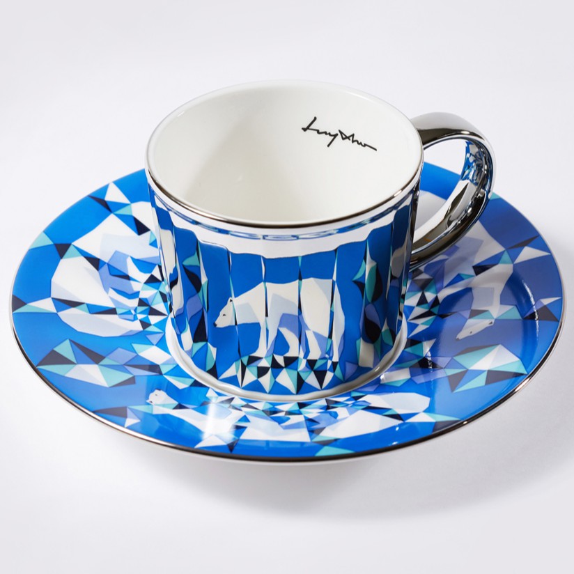 【已售完】Luycho 韓國 鏡面倒影杯 咖啡杯 _ 藍白北極熊