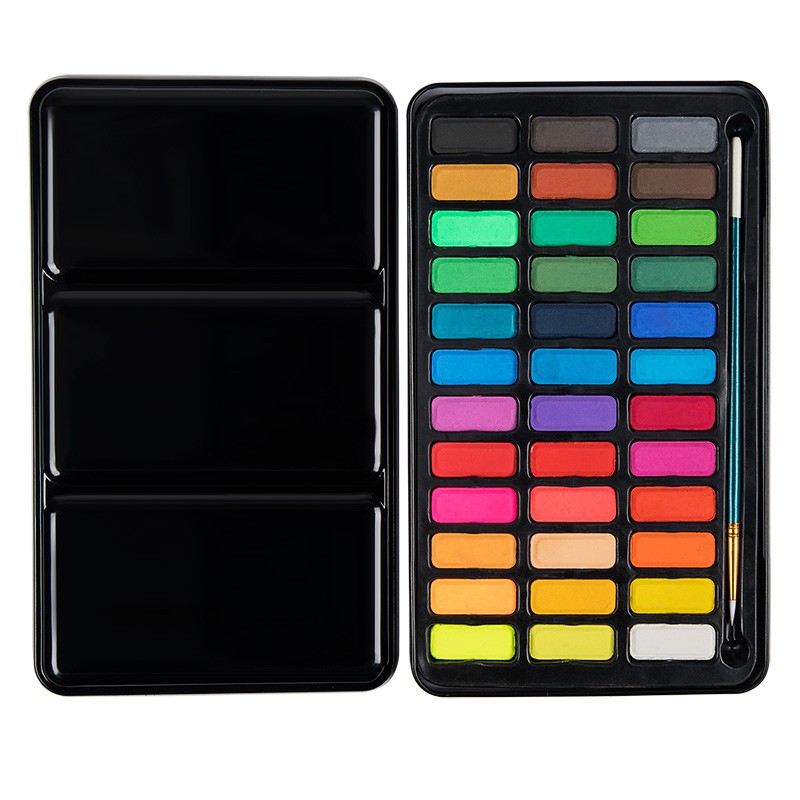 36色固體水彩顏料 含鐵盒 【西米藝術】 禮盒補充裝 透明水彩 塊狀水彩 繪畫 美術用具