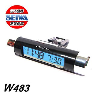 車之嚴選 cars_go 汽車用品【W483】日本 SEIWA 車用 冷氣出風口式 液晶電子時鐘 (黑)