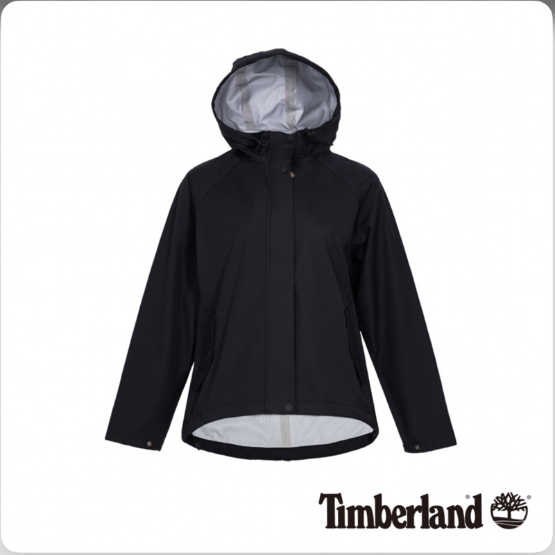 Timberland 女款黑色連帽防水短版派克外套