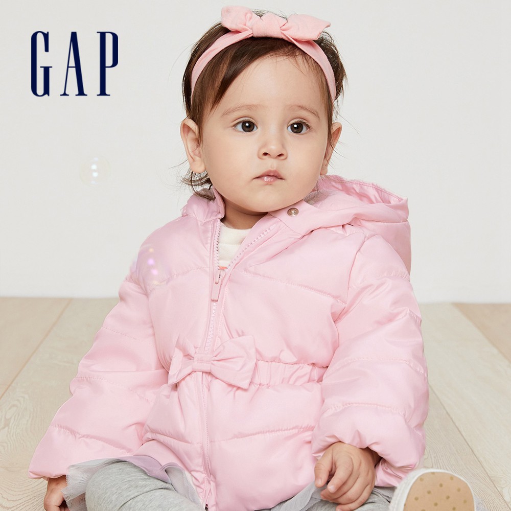 Gap 嬰兒裝 保暖活力花卉連帽外套-粉色(382853)