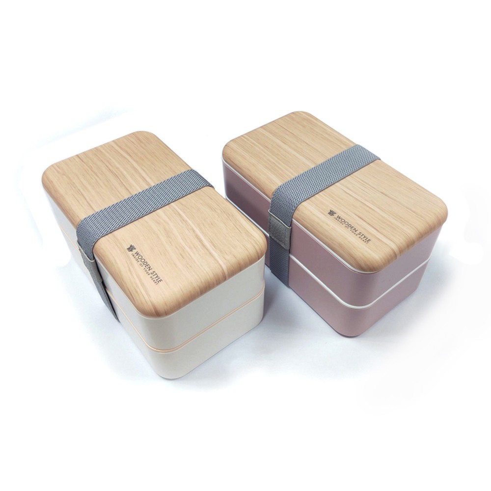 日本FUJI-GRACE 木質感可微波雙層便當盒 1.2L 大容量 附餐具組 分隔保鮮盒 免運 現貨 廠商直送