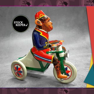 ◀倉庫掌門人▶馬戲團 猴子騎三輪車 禮帽 發條 鐵皮玩具 西班牙 復古收藏 retro老玩具 場景擺設 拍照道具