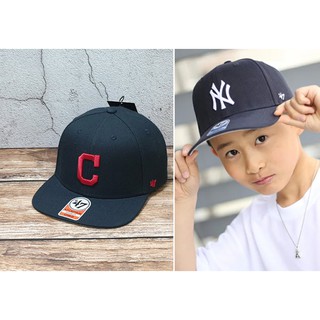 蝦拼殿 47brand 小童帽1歲半~5歲 MLB克里夫蘭印地安人基本款丈青色通用款配色 SNAPBACK 可調式棒球帽