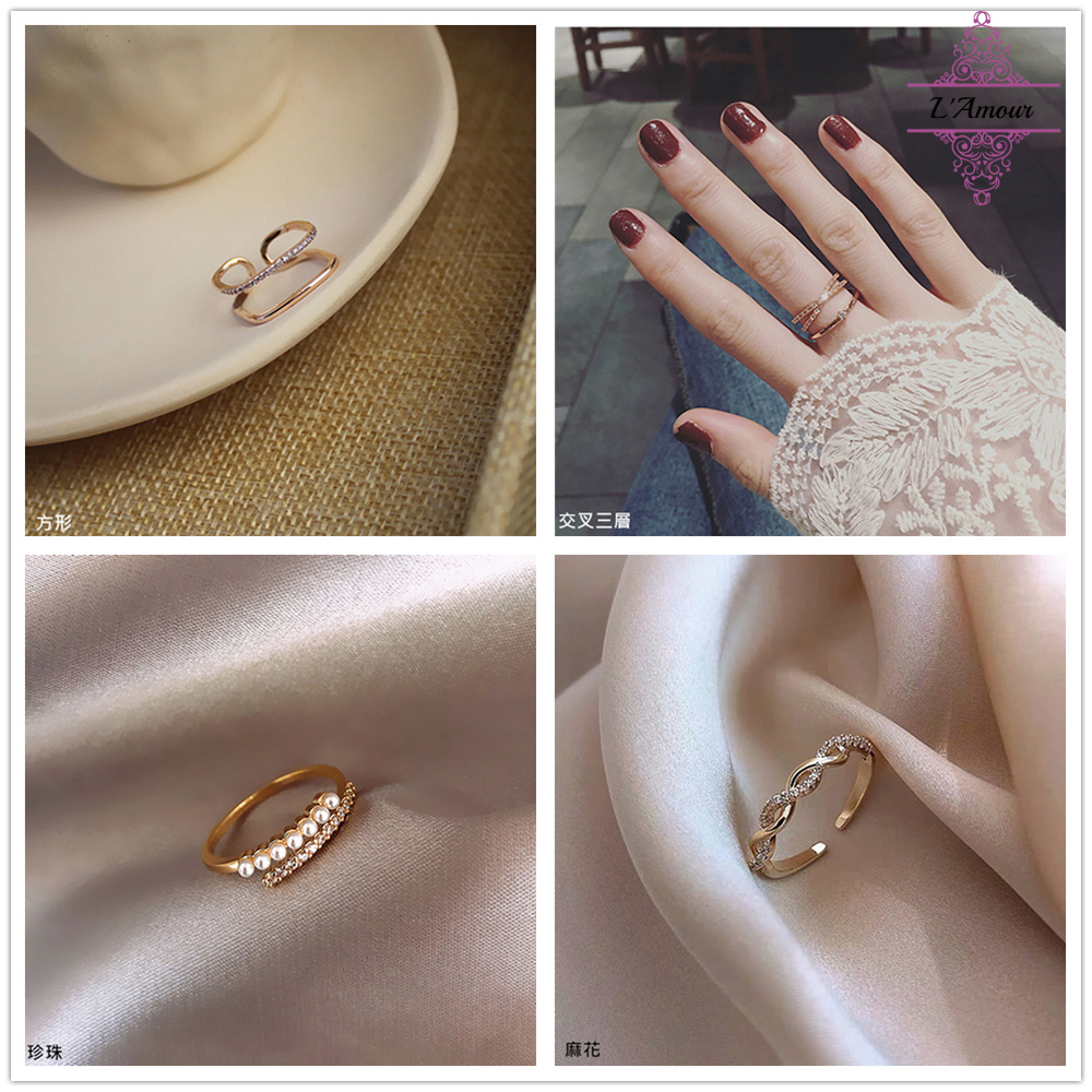 L'Amour 日韓簡約時尚珍珠復古開口戒指 開口戒指 戒指女 飾品女 情人節禮物 交換禮物 戒指 飾品 【PG92】