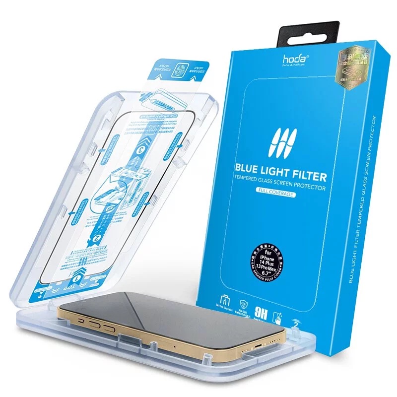 hoda 抗藍光玻璃保護貼(含貼膜神器) 適用於 iPhone 15/14/13系列 德國萊因認證