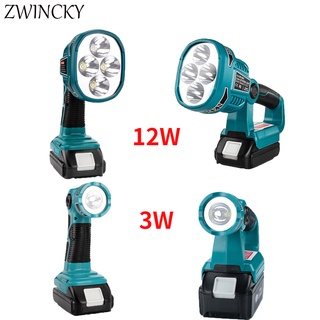 3w/12w 18V LED 燈工作燈手電筒適用於牧田 4 種模式(無電池,無充電器)鋰電池 USB 戶外照明