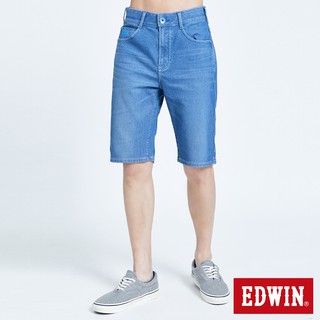 EDWIN 男款 迦績EJ3透氣寬鬆牛仔短褲(拔淺藍)