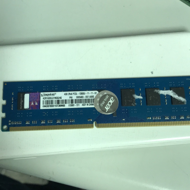金士頓 DDR3 1600 4GB 雙面