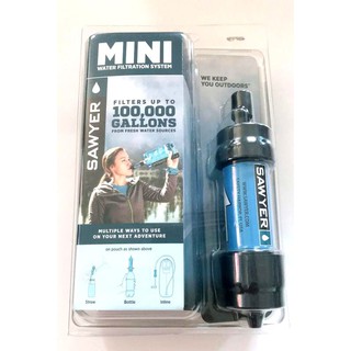 Sawyer MINI Water Filter 0.1微米, 無BPA, 超輕量隨身濾水器 (藍/黑)